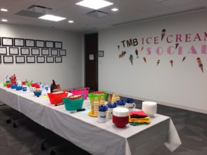 Ice cream bar is set up and waiting.